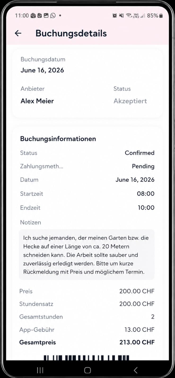 Confirm booking